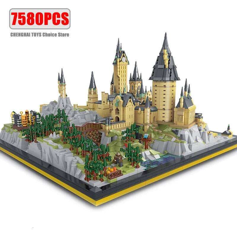MOC Movie Large Castle Series Magic School Wizardry Street View Modular Architecture Building Blocks Model Kids Toys Boys Gifts Z260306