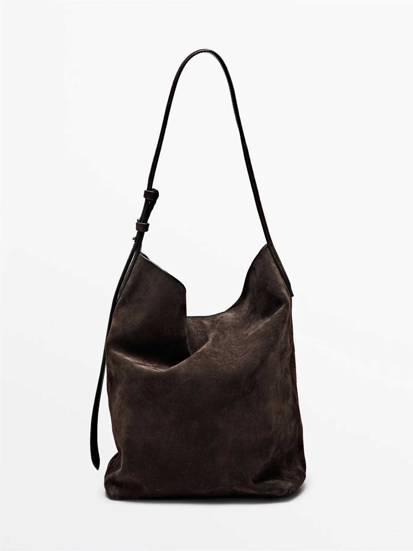 Womens single-shoulder bag suede bucket bag fashionable handbag single-shoulder bag with work wallet leather work bag H260306