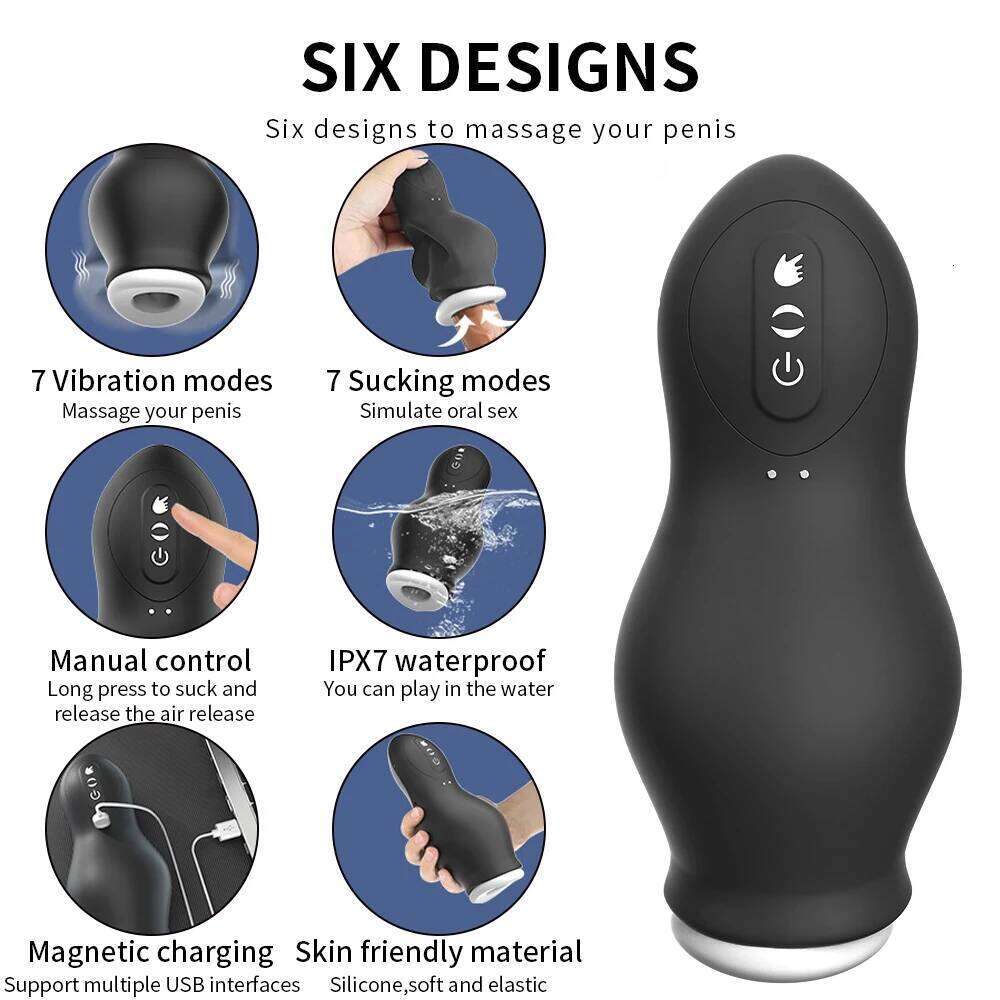 Automatic Masturbator Cup Waterproof Sucking Male Penis Pumps Blowjob Machine Pussy Glans Stimulator Vibration Adult Sex Toy W260305
