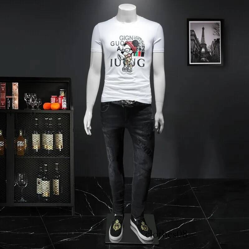 Men T shirt Faionable ort Silk Cotton T-irt Trendy f Sve Top Quali Polyester Blend Summer Wear Creative Print