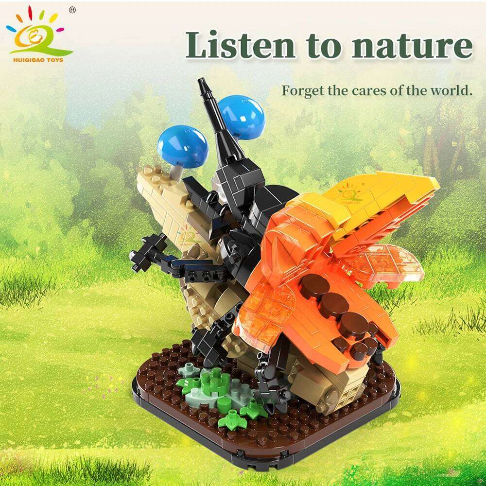 HUIQIBAO Moc Insect Flower Model Building Block Butterfly Plant Decoration City Construction Toy Kids Adult DIY Romantic Gift Z260306