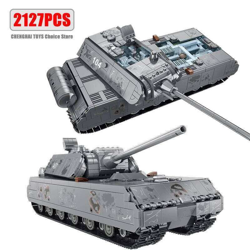 2127PCS WW2 Military Series Large German Rat Heavy Tank Building Blocks Model Sets MOC Army Weapon Bricks Kids Toy Boys Gifts Z260306