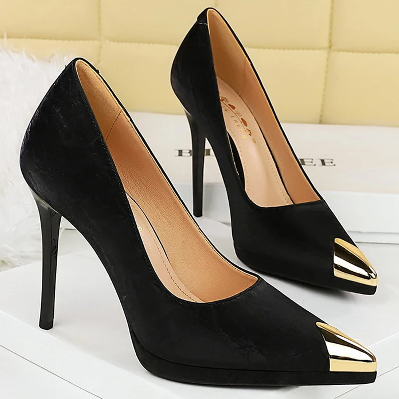 BIGTREE Shoes 115 cm Women Pumps Sexy high heels Metal pointed tip Stiletto Ladies shoes banquet shoes Large size 43 260306