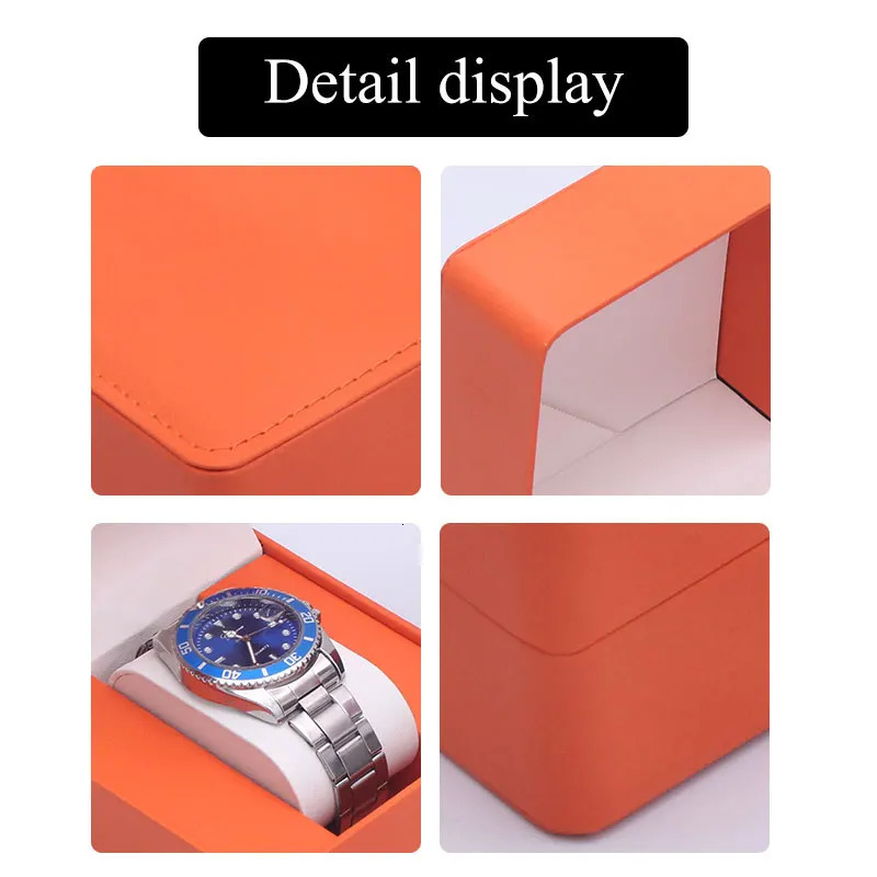Single Watch Gift Box with Pillow PU Leather Wristwatch Display Case Organizer for Men Gift box 260304