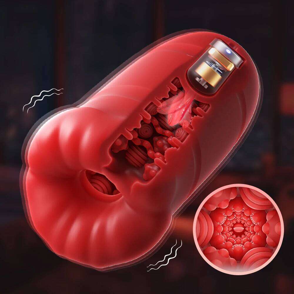 Male Automatic Aircraft Cup Realistic Tongue Licking Vibrator Penis Delayed Ejaculation Exerciser Sex Machine For Adult Men 18+ W260305