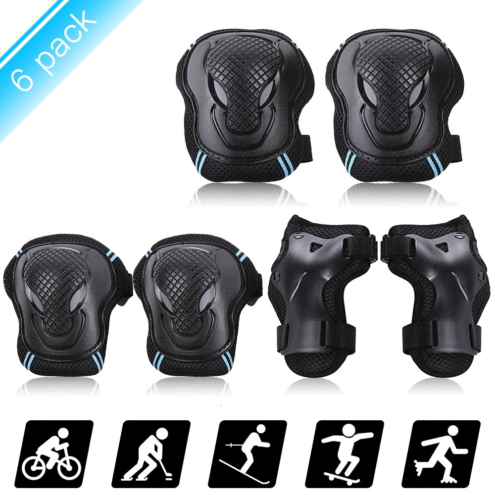 6PCS Kids Teens Adults Knee Pads Elbow Wrist Guards Safety Protective Gear Set for Skateboard Cycling Riding Roller Skating 260228