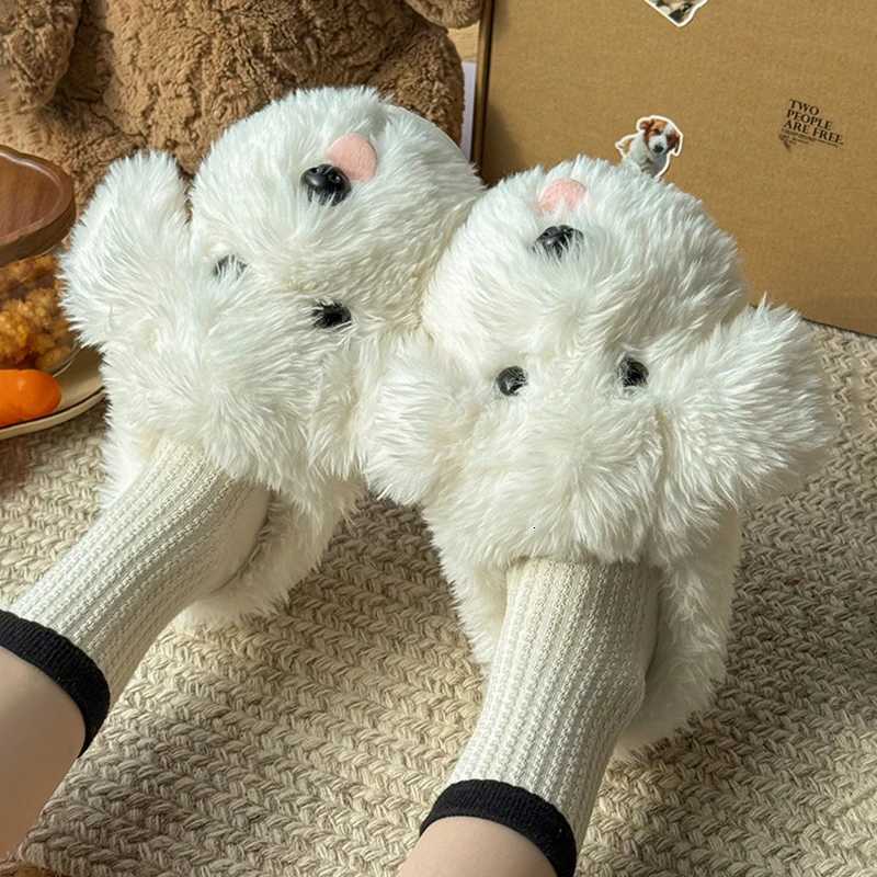 Fluffy Cartoon Womens Home Slippers Winter Cute Plush Luxury Designer Woman Shoes Flats Indoor Casual Fuzzy Fur Slides Elegant S260305