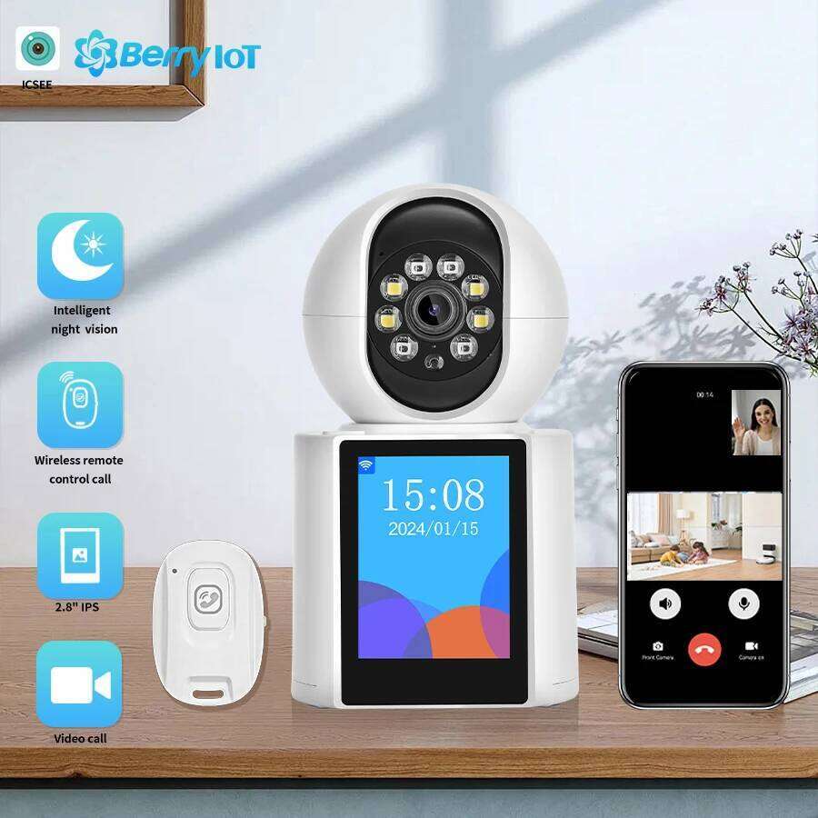 2MP wireless WIFI video camera baby safety protection monitor 2.8-inch screen button call PTZ human shape detection ICSEE 26W0306