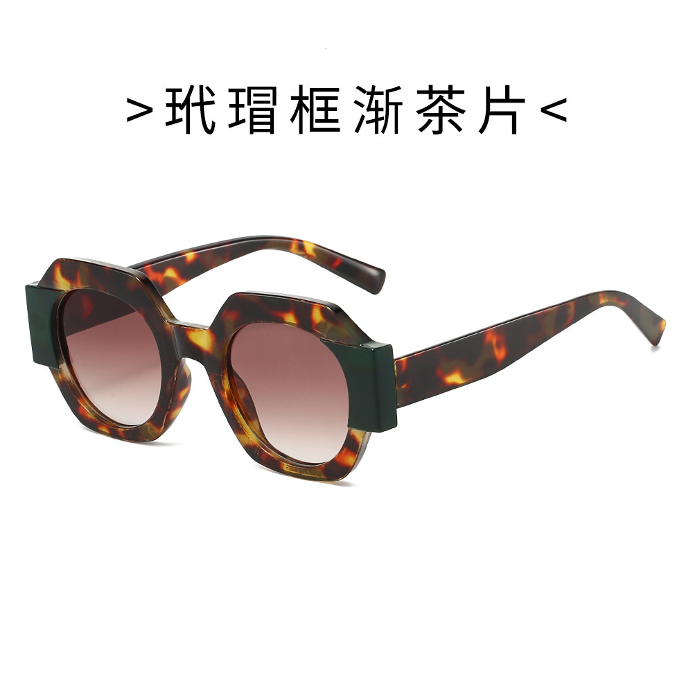 25 New Round Color Block Fashion European and American Style Personality UV Protection High-End Sunglasses