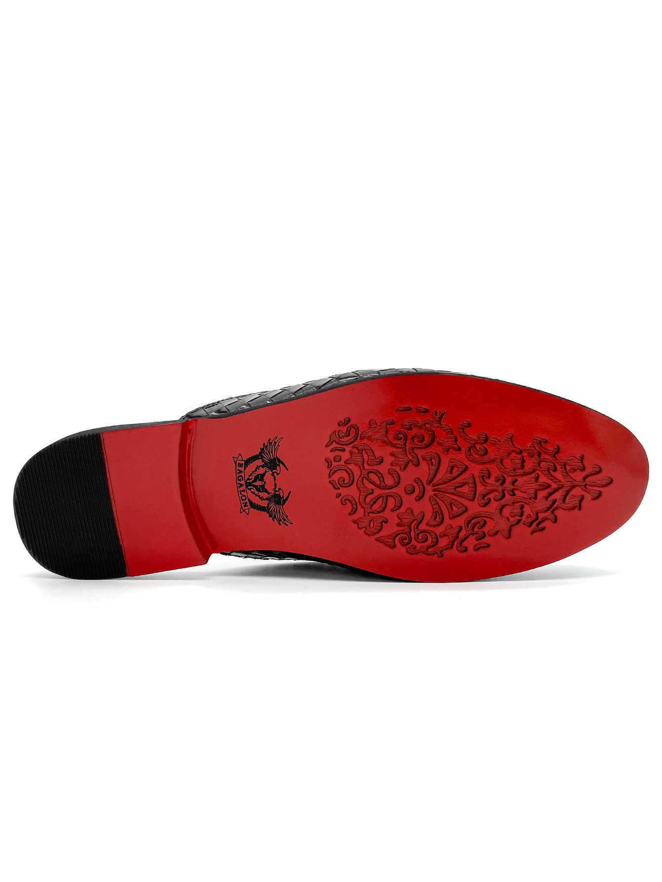 Men's Woven Leather Mules Buckle Backless Loafers Red Insole Fashion Casual Slippers Luxury Loafers