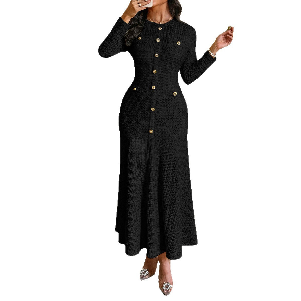 Off white dress spring / autumn womens dress ladies slim elegant bottoming dress 240717