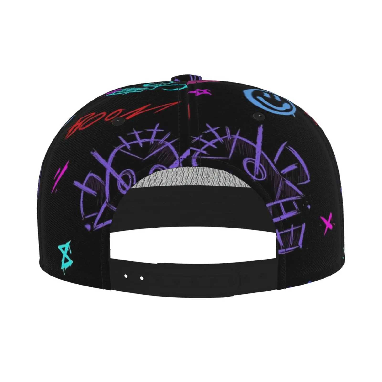 New Graffiti Printed Flat Brimmed Hat Street Skateboarding Hip Hop Hat Outdoor Leisure Sunshade Baseball Hat Universal S260306