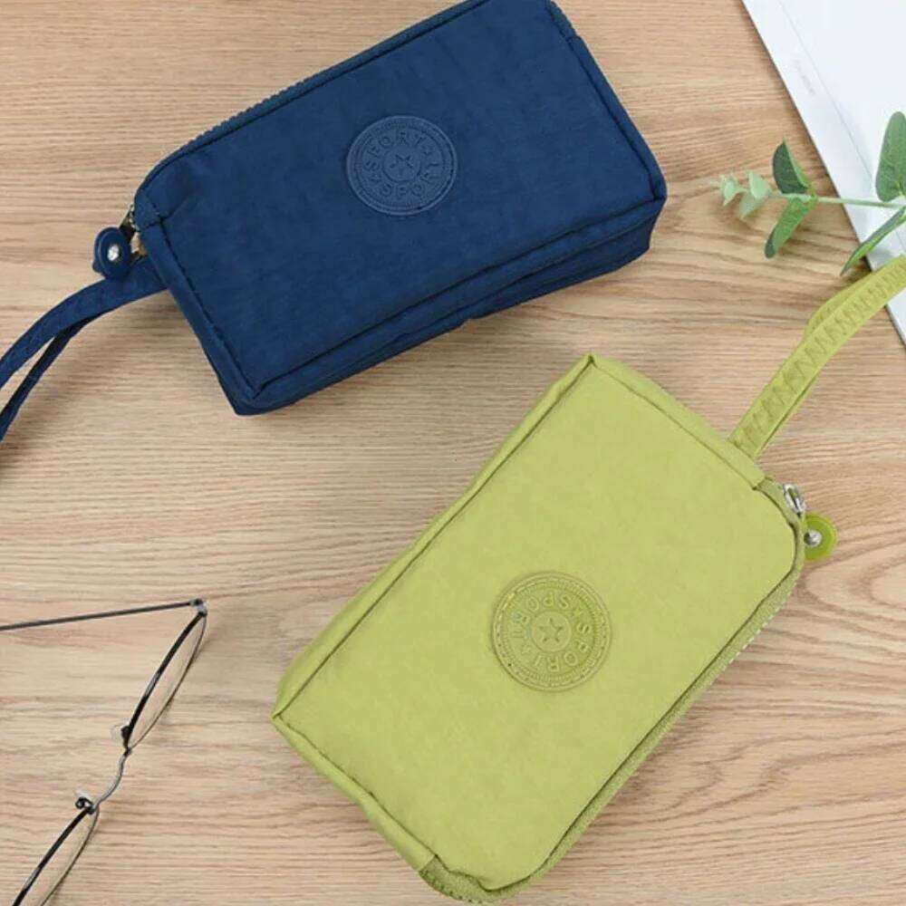 Three Zipper Solid Color Letter Printing Large Capacity Wearable Purse 2025 Fashion Clutch Wallets for Women C260304