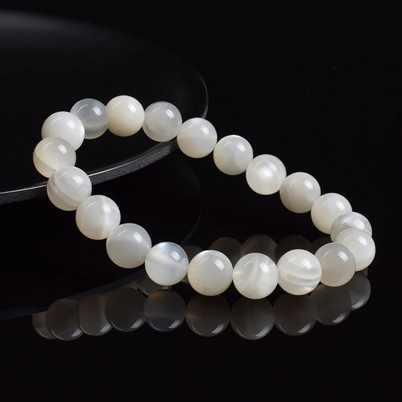 Real Natural White Moonstone Bracelet Genuine Moon Stone Beads Elastic Bracelets for Women Men Premium Gift 8mm Gemstone Jewelry 260302