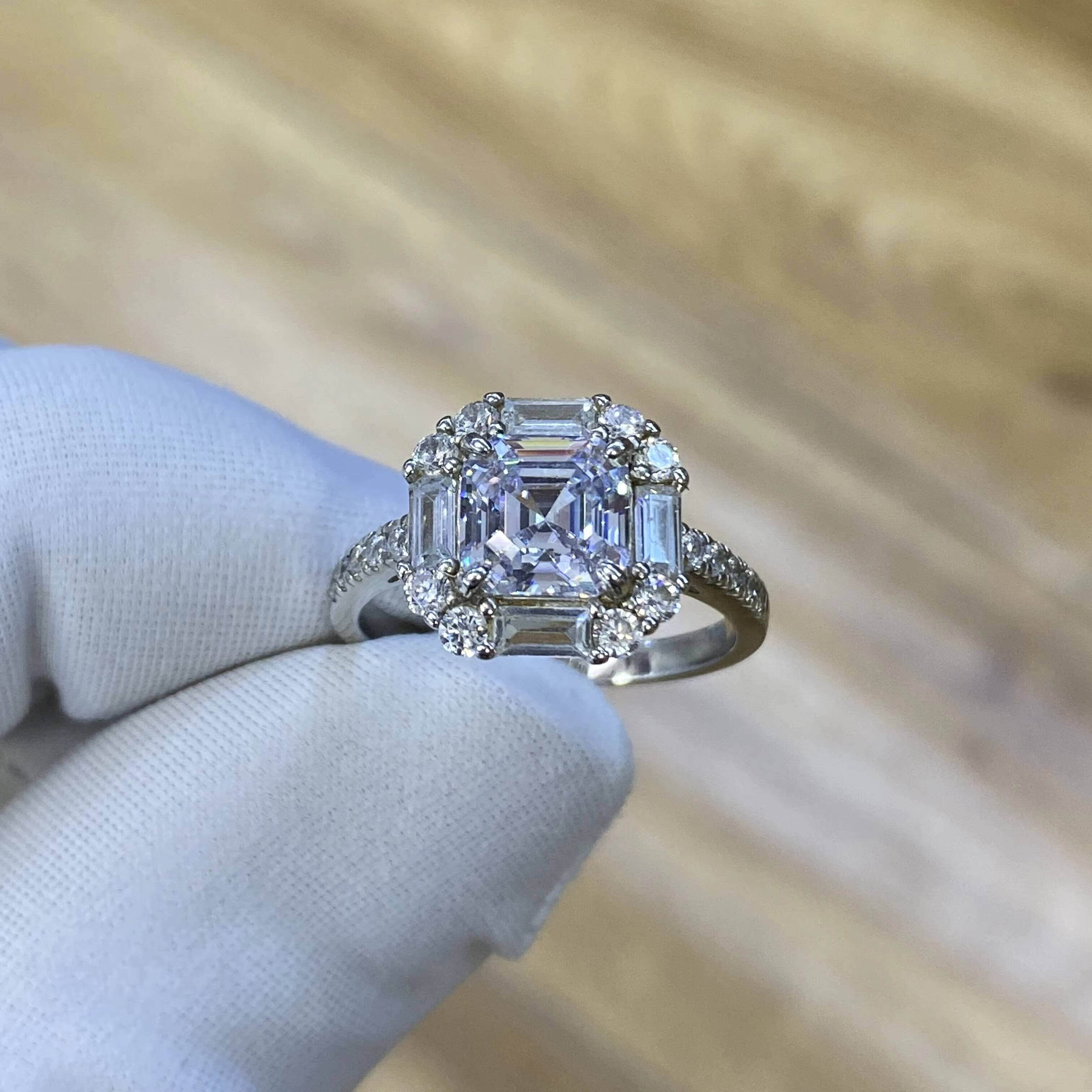 Cultured Diamond Ring Womens First Choice Wedding Ring Synthetic Diamond Proposal Ring