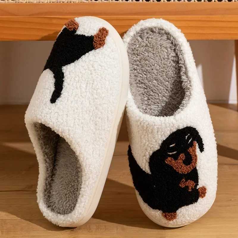 Cartoon Cute and Interesting Dachshund Dog Women Slippers Indoor Warm Comfort Lightweight Bedroom Concise Winter Cotton Shoes S260305