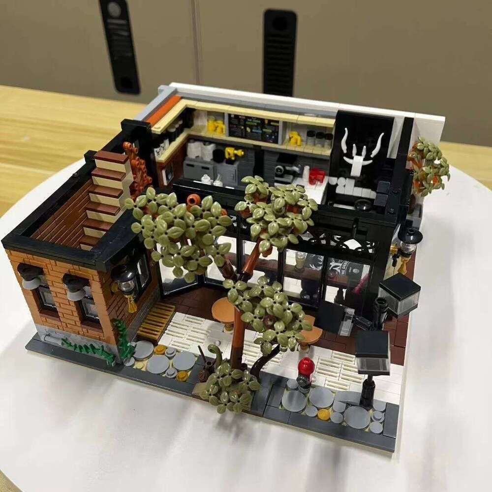 MOC-123898 Modern The Deers Milk Tea Shop Modular Architecture Model City Street View Building Block Toys for Children Boy Gifts Z260306