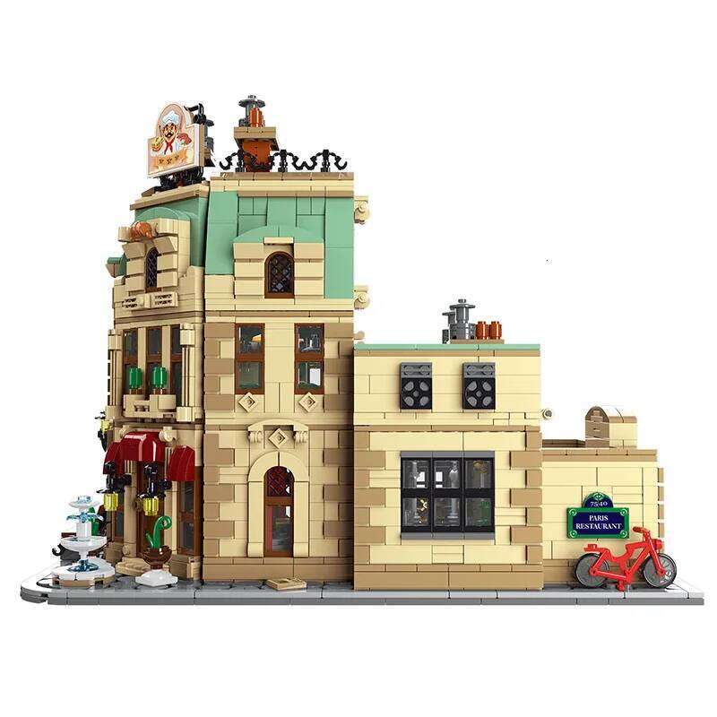 3104PCS Paris Restaurant Building Blocks Creative City Street View MOC Bricks Model Set With Lights Kids DIY Toys Holiday Gifts Z260305