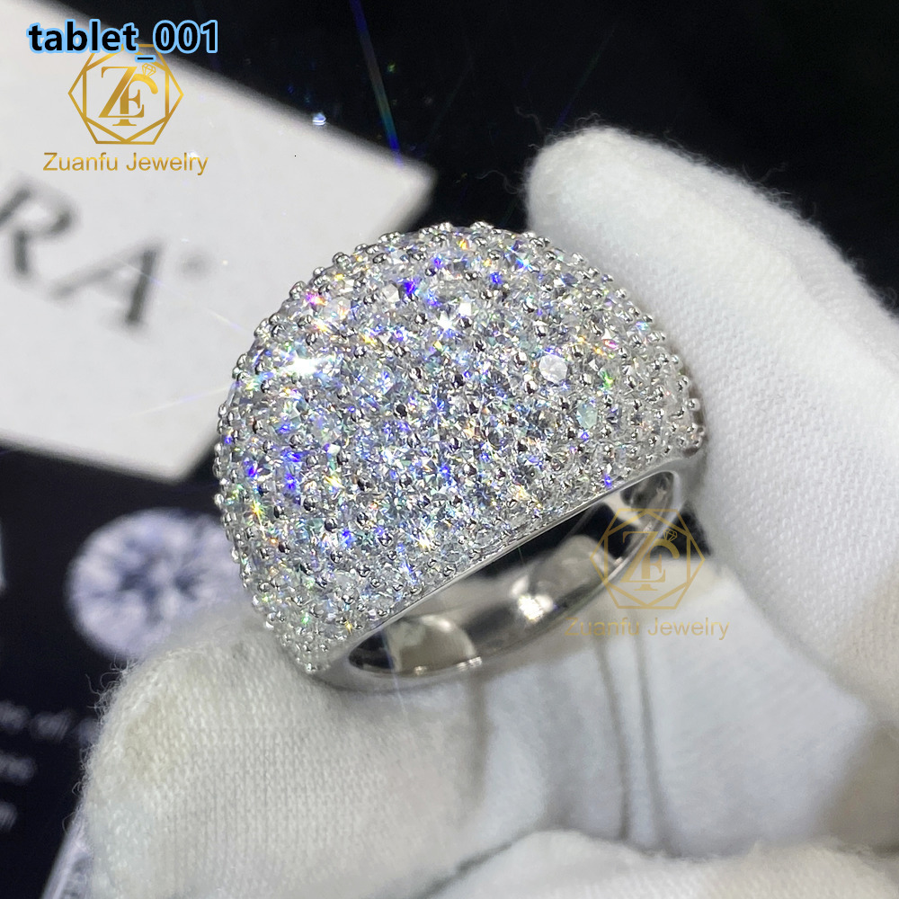 Unique Style Big Size Hip Hop Rock Ring Ice Out Melee Moissanite Diamond 925 Sterling Silver Men Ring