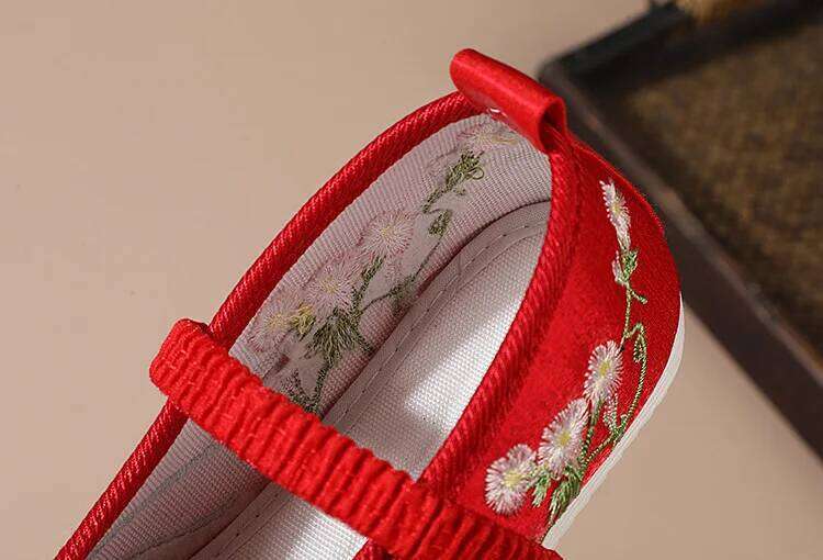 Chinese Style Hanfu Cloth Kids Ancient Costume Embroidered Girls Shoes Casual Performance Baby Zapatos Children's Flats 26H0306