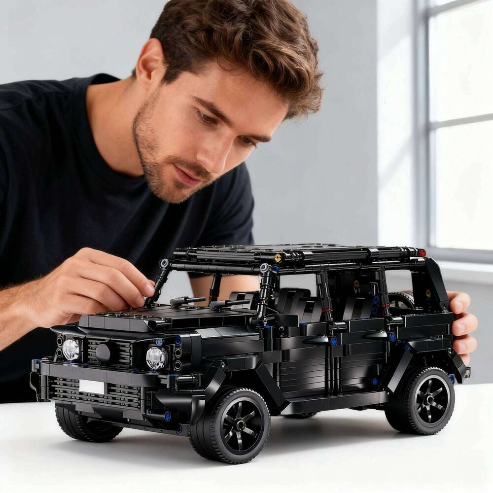 Black Tech Racer 1:14DIY Roadster building block assembly Block car toy birthday gift Z260306