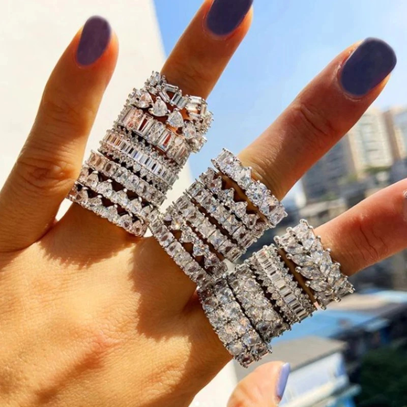 Wholesale Band Promise ring 925 Sterling silver Diamond cz Engagement Wedding Rings for women Men Finger Party Jewelry 260302