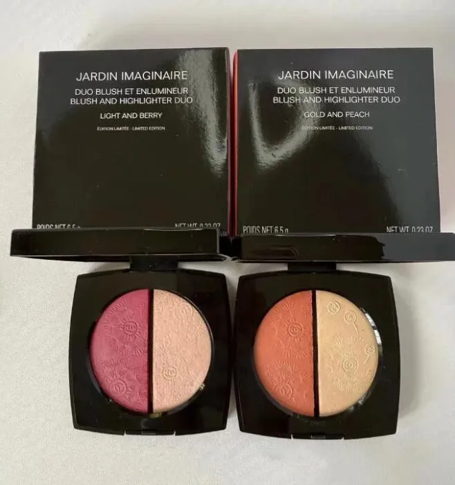Brand Jardin Imaginaire Face Makeup Highlighter Blusher 6.5g Double Color Powder Palette Blush And Highlighter Duo Light And Berry Gold And Peach Beau