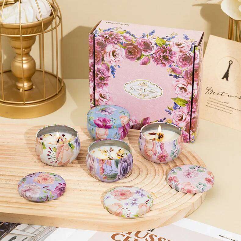 4Pcs/Box Scented Set Gift Islamic Arabian Patterns Fragrance Candle Jar DIY Smokeless Couples Romantic Incense Candles W260304 W260305