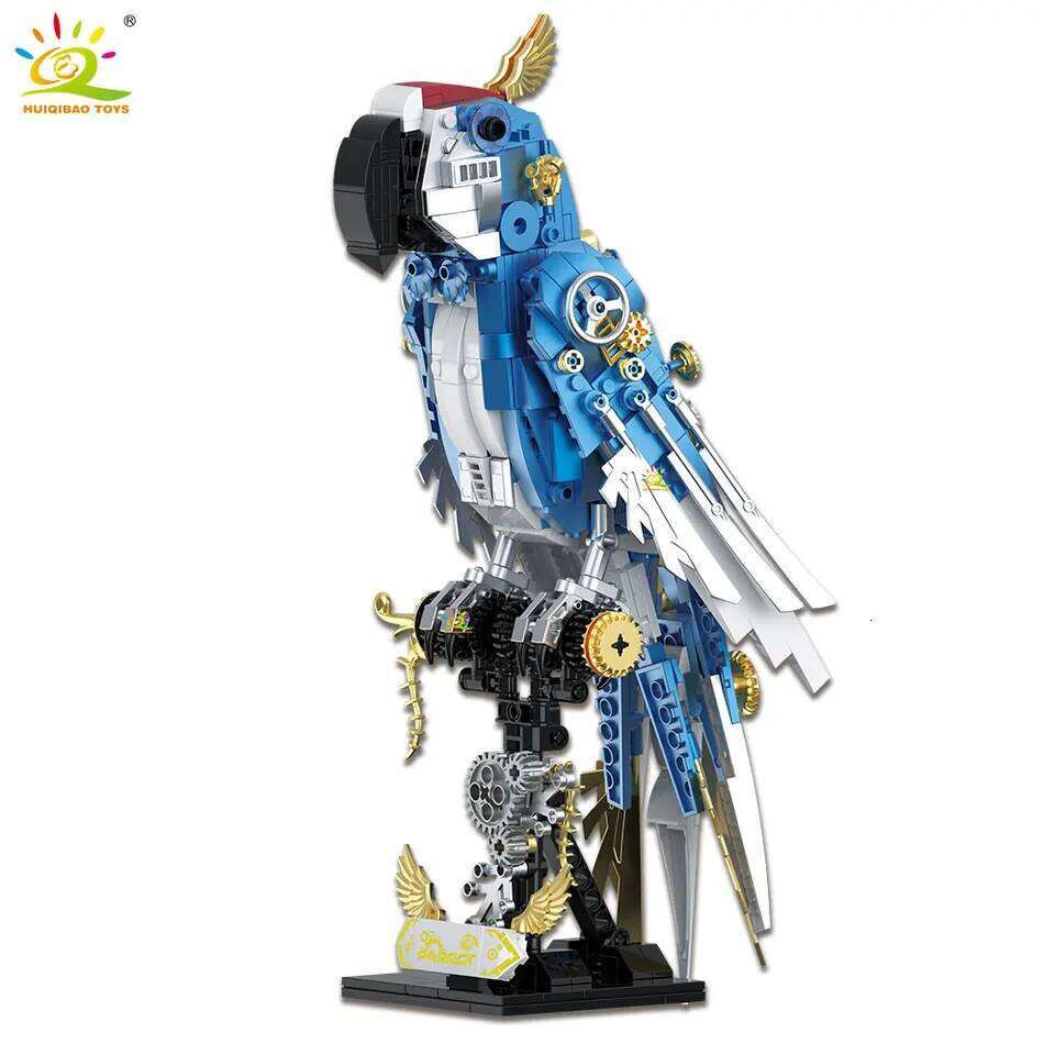 HUIQIBAO 679PCS MOC Mechanical Parrot Model Mini Building Block Animal Birds Series Technical Brick Children Toy Desk Decoration Z260306