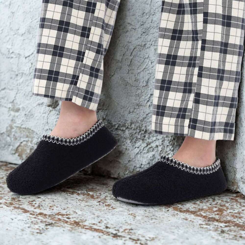 Litfun Teddy Fleece Rubber Sole Anti-slip House Slides Warm Indoor Sock Shoes Leisure Outdoor Women's Slippers