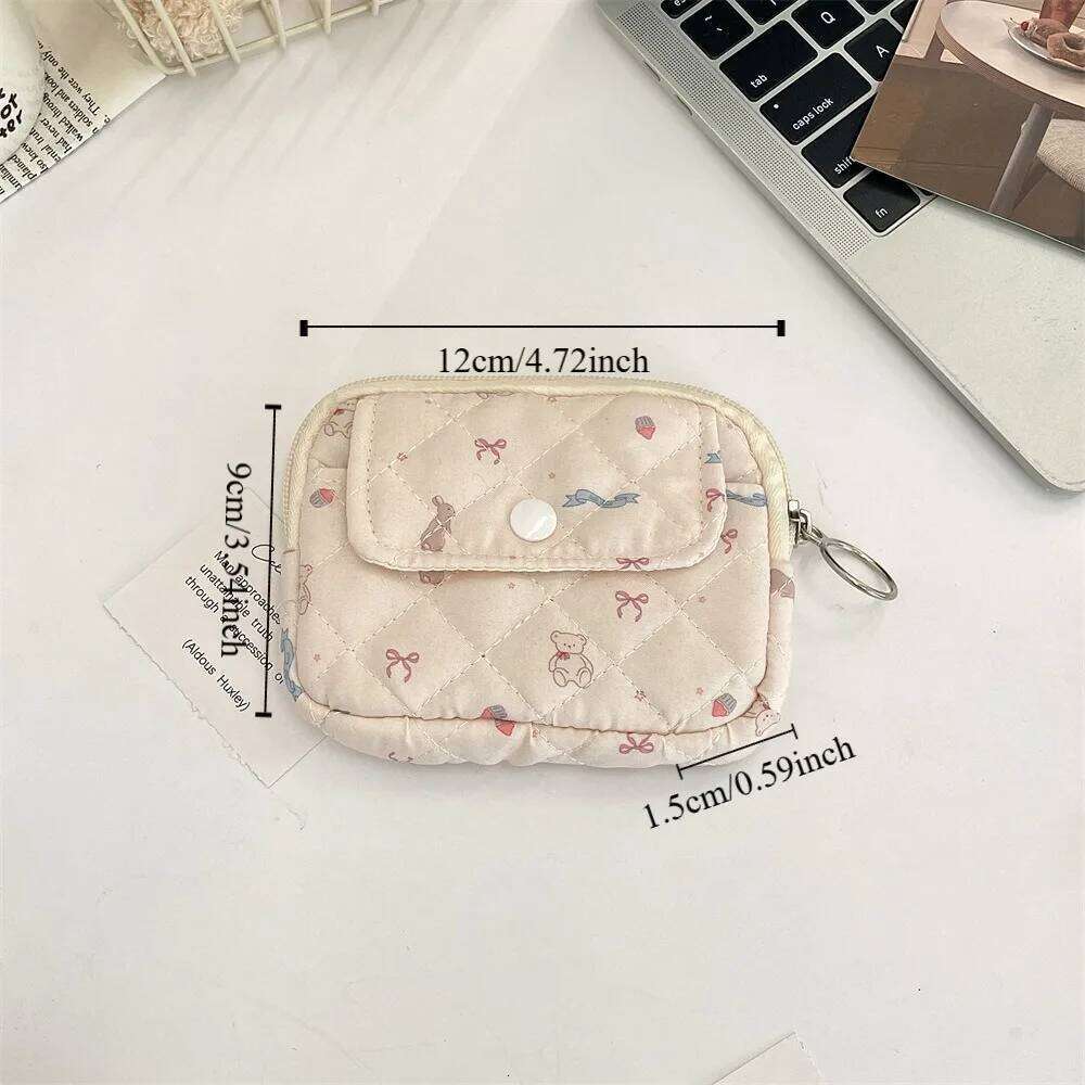 Kawaii Floral Coin Purse Cartoon Printing Multifuctional Small Makeup Lipstick Bag Korean Style Card Holder C260304