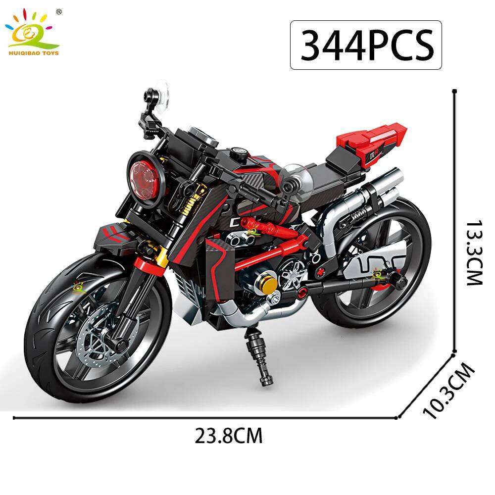 HUIQIBAO MOC Motorbike Model Building Blocks City Moto Racer Bricks Toy for Kids Boy Children Adult Car Set home Decoration Z260306
