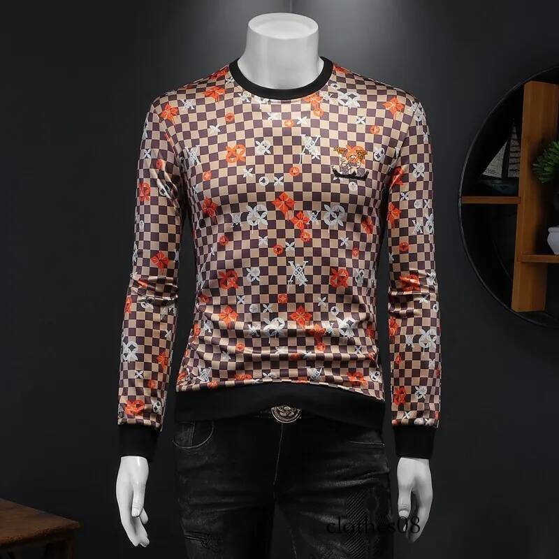 Men T shirt Faionable Embroidered Base irt Trendy Sweatirt Casual Loose Fit Cotton Polyester Blend Autumn Spring Wear