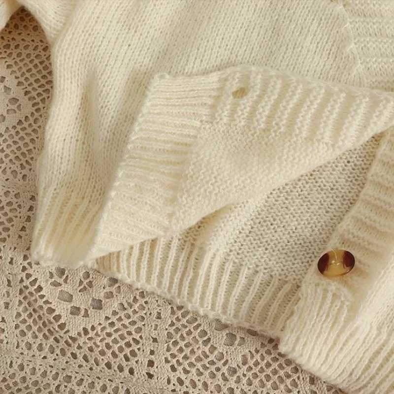 Cropped Cardigan 3D Flower V-neck Kawaii Retro Design All-match Mujer Sweater Tender Girlish Aesthetic Fall New Arrival Ulzzang M260306