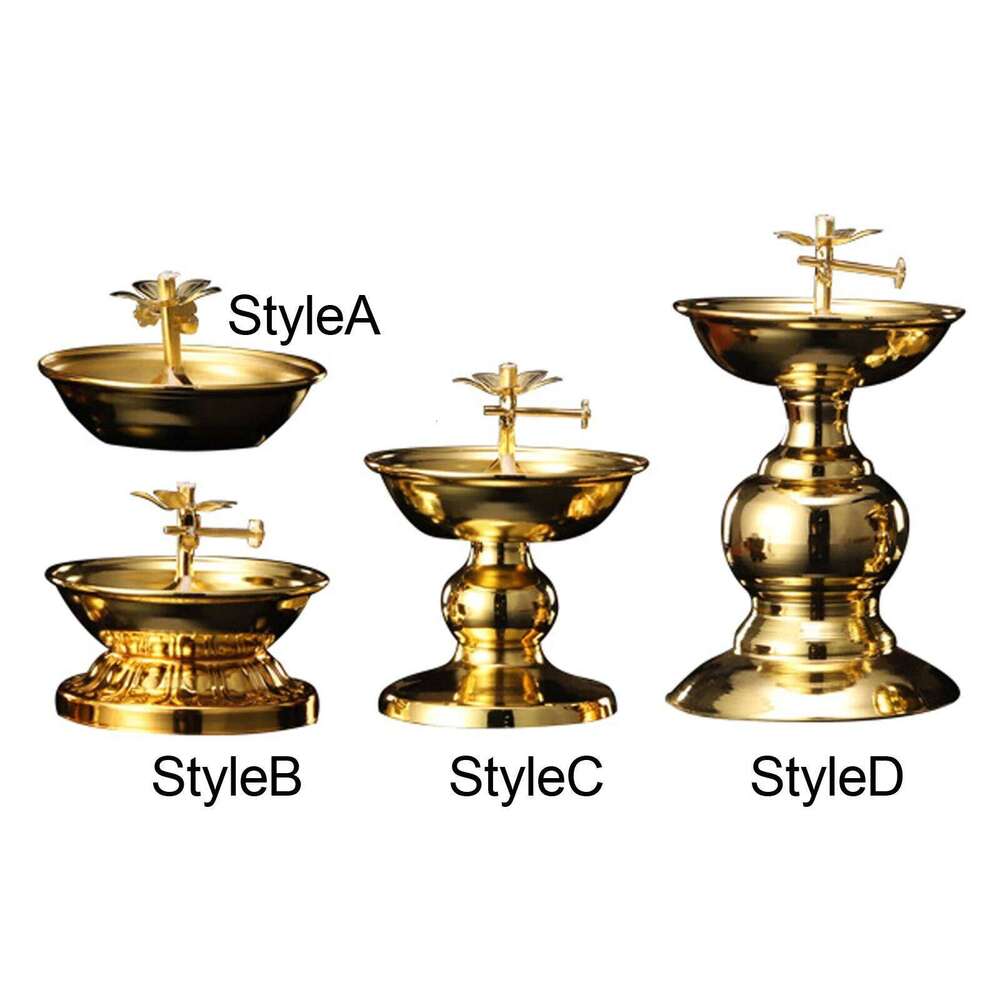 Ghee Candle Temples Tibetan Buddhist Supplies Golden Cup Oil Lamp Holder for Dining Table Office Decoration XJ260305