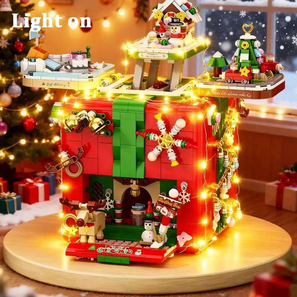 Christmas Gift Surprise Mechanism Box Model Building Block DIY Elk Snowman Bricks Ornament Toys for Children Adult Z260305