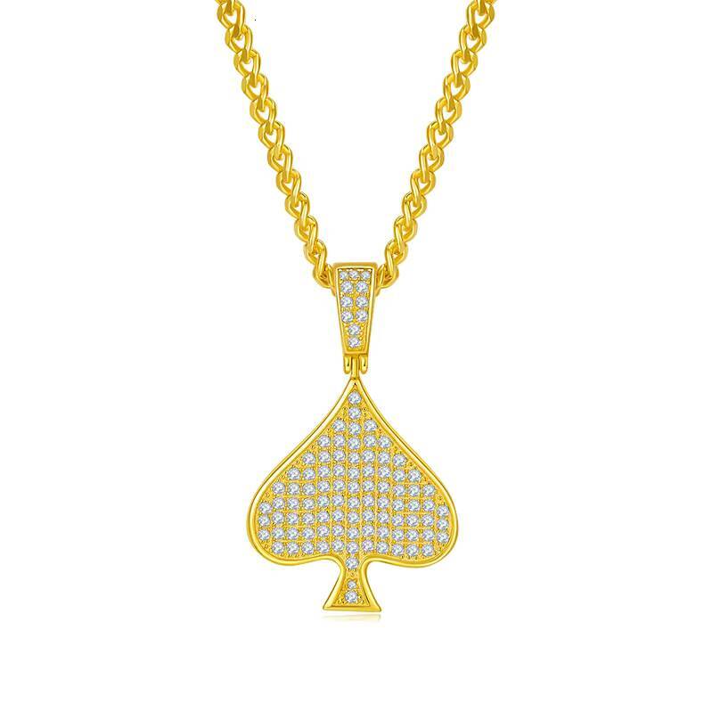 Spade Hip Hop Necklace with S925 Silver Pendant Set with Moissanite