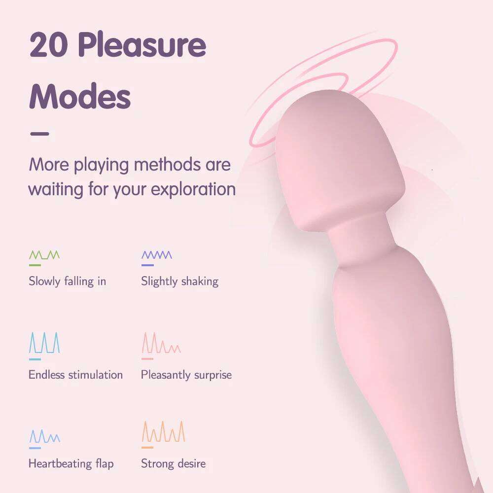 DRYWELL 20 Speeds Powerful Magic Wand Sex For Women Female Vibrator Clitoris Stimulator Silent Couple Toys for Adults 18 W260305