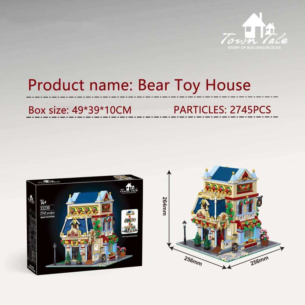 2745PCS Bear Toy House Building Blocks Creative City Street View MOC Bricks Model Desktop Display Ornaments Kids Holiday Gifts Z260305