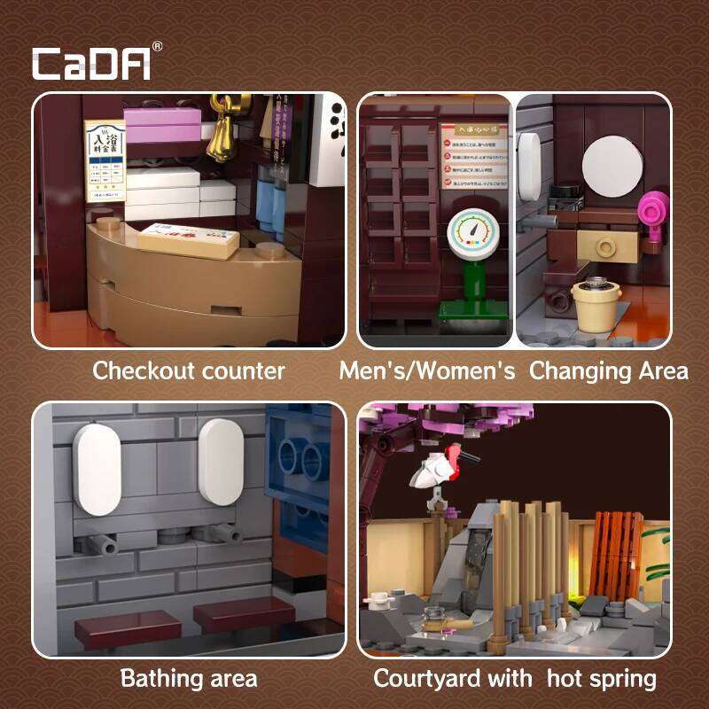 Cada Sushi HouseBricks Shop LED Japanese Steamed Bun House Building Blocks Summer Cafe cada Toy Street View Series set Z260305
