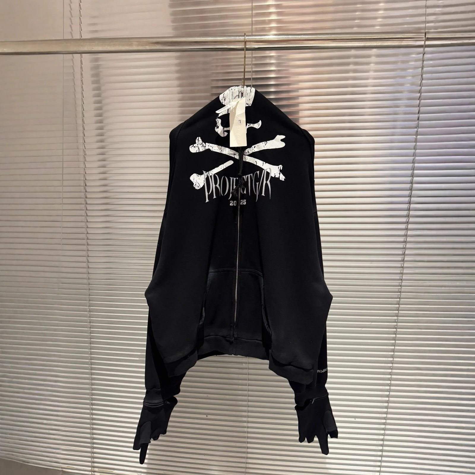 Hip Hop Bird Graphics Print Shoulder Drop n Black PROJECT G/R Zipper Hoodie Men Women Top Quality Cotton 260228