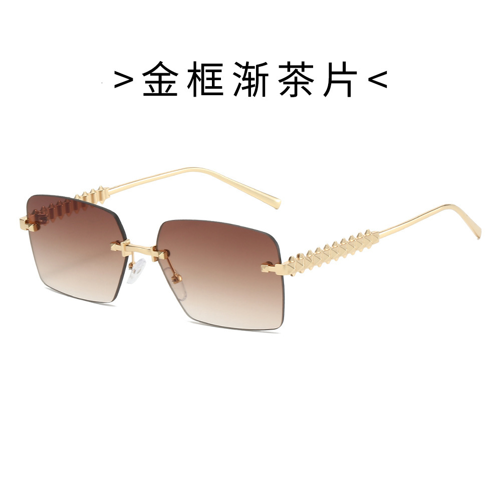 25 new models of frameless metal rivet leg sunglasses, European American fashion, stylish unique, high-end sunglasses for men women, simple and exquis