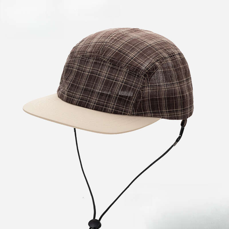 Checkered hat Versatile hats for women Soft top Lightweight Breathable Suitable Summer Japanese style baseball hiking camping outdoor activities