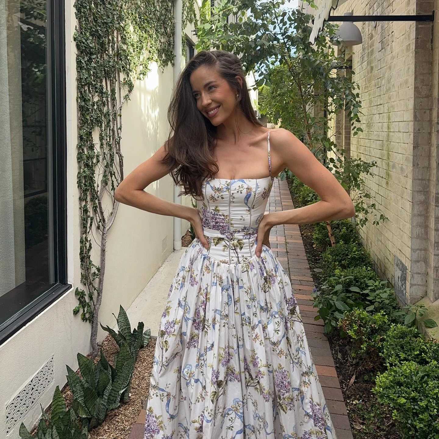 Mingmingxi Summer Floral Print Dress Elegant 2025 New Arrivals Spaghetti Strap Flare Dress Maxi Holiday Party Dresses Women X260306