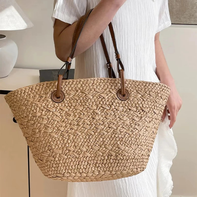 Shoulder Bag Handmade Straw Woven Large Capacity Highquality Basket Bag Summer Beach Vacation Fashion Handbag Forwomen 260302