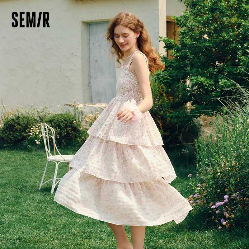 Semir Dress Women Texture Chiffon Cake Skirt Resort Style 2025 New Summer Romantic Floral Suspender Dress Gentle X260306
