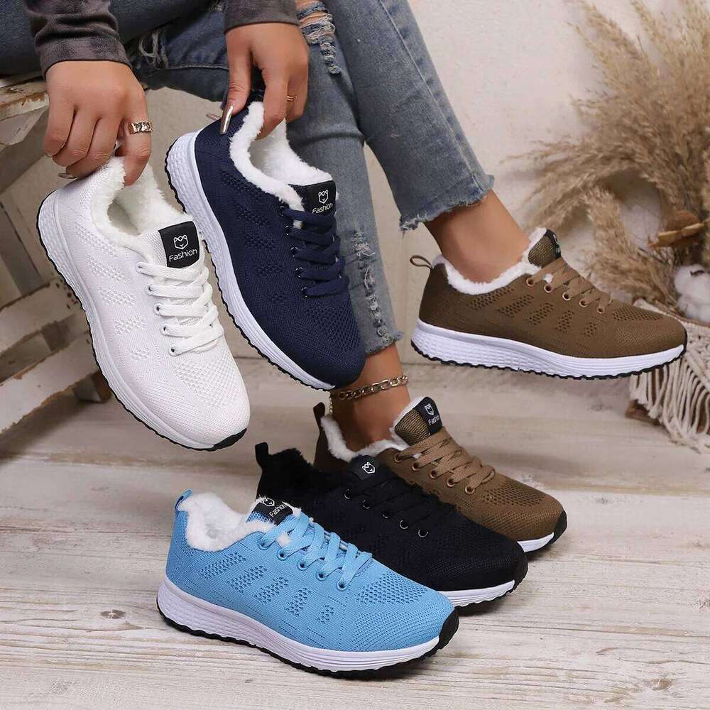 Winter Warm Casual Sports Shoes Women's Fleece-lined High-top Sneakers