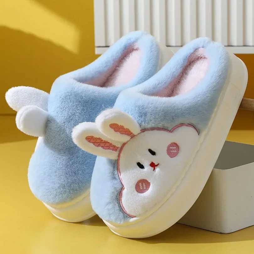 Slippers Women Warm Winter Rabbit bunny teddy Bear Kawaii Plush Contton Indoor Fuzzy Men Male Female Soft Home House Floor Shoe S260305