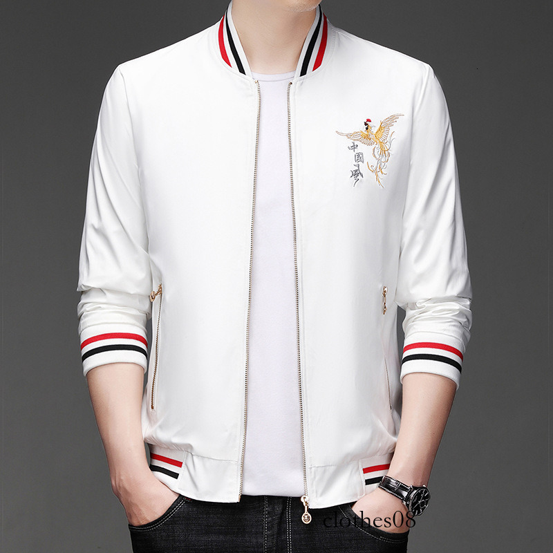 New European style trendy Chinese-style embroidered for men, casual slim-fit men's flight jacket