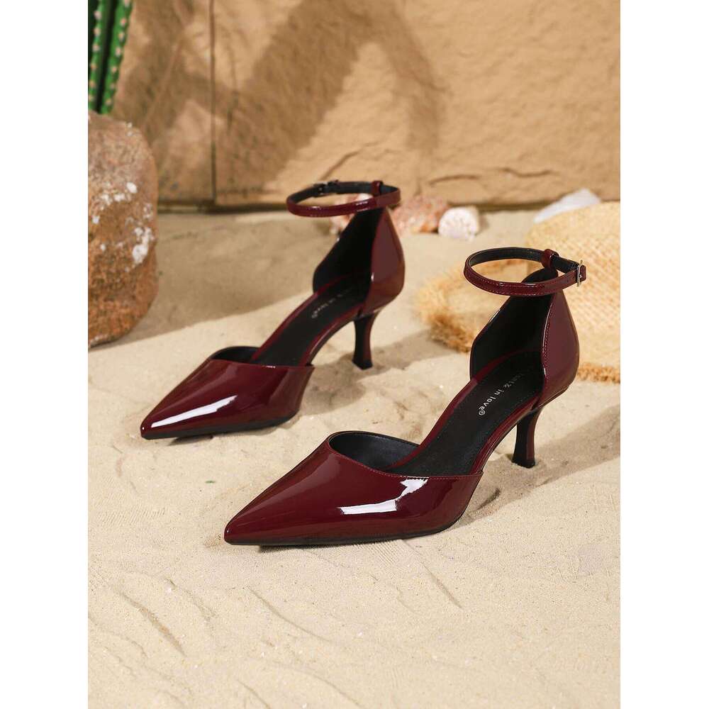Women's Fashion Elegant Patent Leather Pointed-Toe Stilettos, Comfortable Simple and Versatile Thin High Heels
